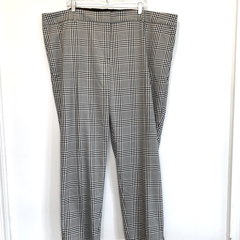 New Talbots Hampshire Ankle Plaid Straight Leg Pant 24W Black White Fall Winter